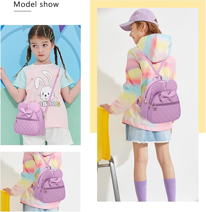 KL928 Girls Mini Backpack Bowknot Polka Dot Cute Small Daypacks Convertible Shoulder Bag Purse for Women