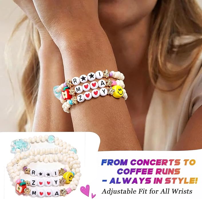 AICase for Korea-Pop Merch Gifts Toys Inspired Bracelets 3 Pcs Stackable Stretch Friendship Beaded Bracelets for Unique Merchandise Jewelry Gifts for Fans Women Men Stocking Stuffers_Crystal