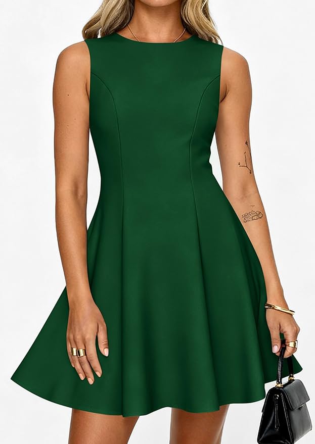 PRETTYGARDEN Summer Dresses for Women 2026 Elegant Sleeveless Boat Neck A Line Spring Formal Cocktail Party Mini Dress