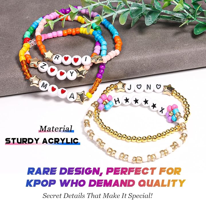 AICase for Korea-Pop Merch Gifts Toys Cosplay Birthday Decorations Bracelets Outfit Costume 6 Pcs Stackable Stretch Beaded Bracelets Merchandise Jewelry Gifts for Fans Women Christmas Stocking