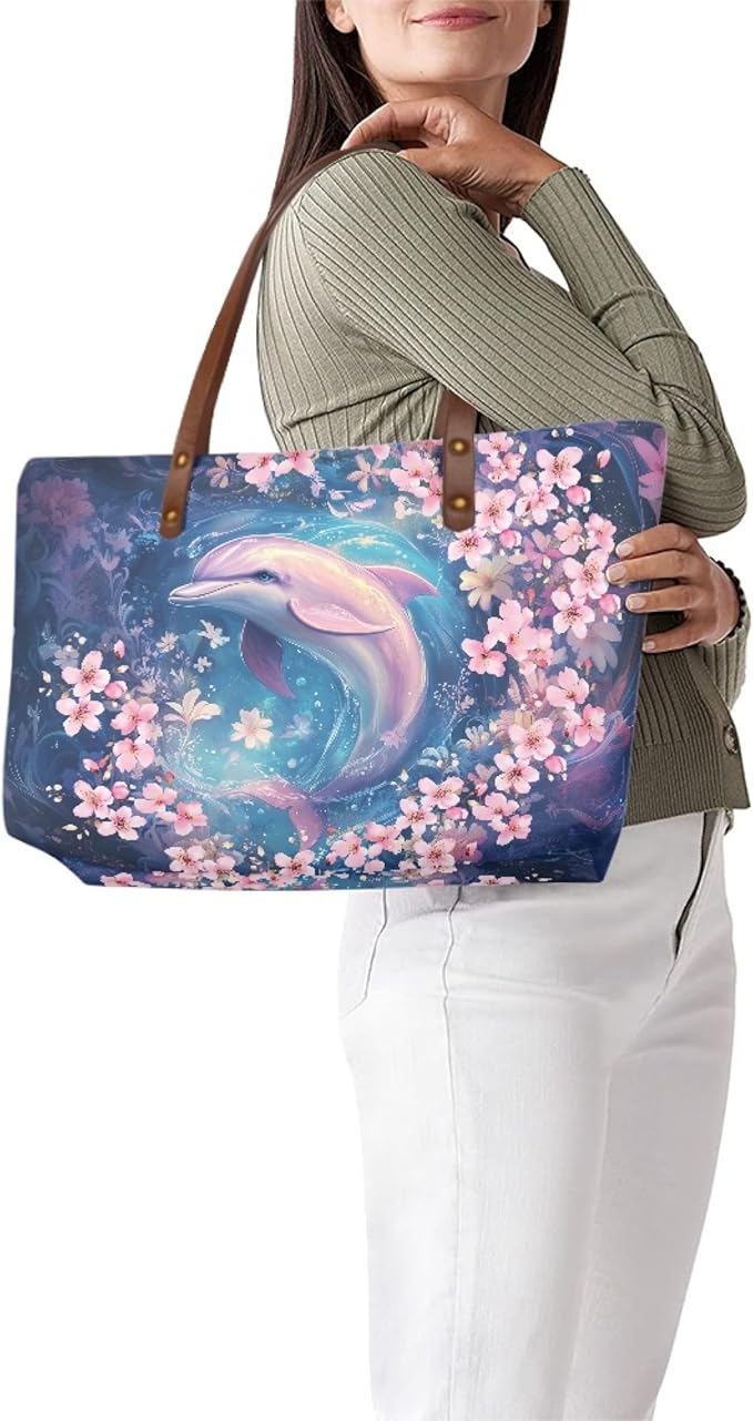 Womens Zip Up Tote Handbag Daisy Print Large Capacity Tote Purse Handbag Big Tote Bag Purse For Work Laptop
