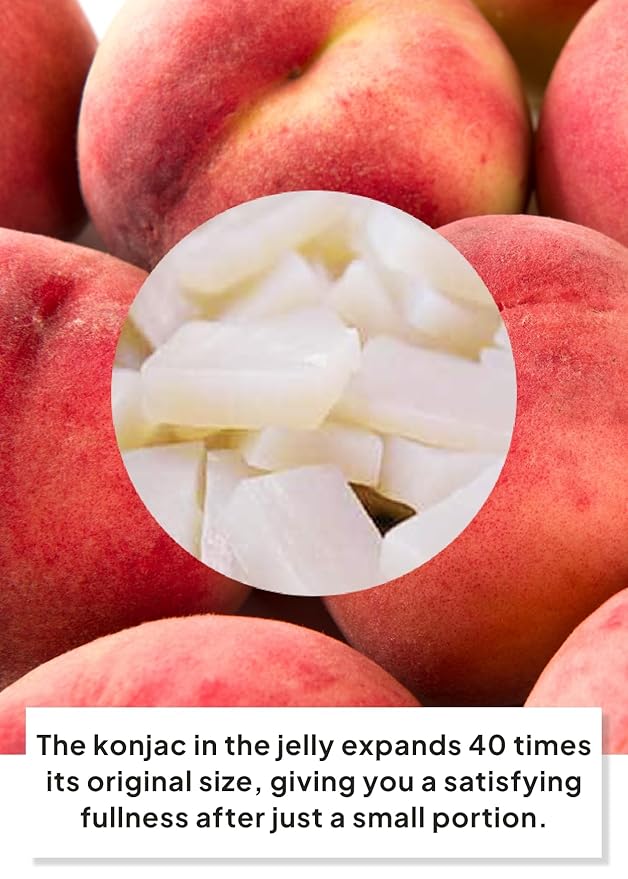 Korean Food Low Calories Squeeze Konjac Jelly, Peach Flavor, Fish Collagen, Vitamin, Zero Sugar, Chewier Texture, Health&Beauty (Net WT 5.07 oz, Pack of 10) 곤약젤리