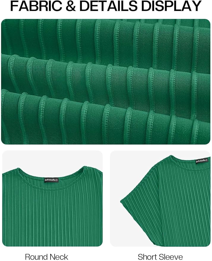 JUSTFASHIONNOW Womens Short Sleeve Blouses Business Casual Tops Crew Neck Basic Tees Textured Work Shirts Cute Office Outfits