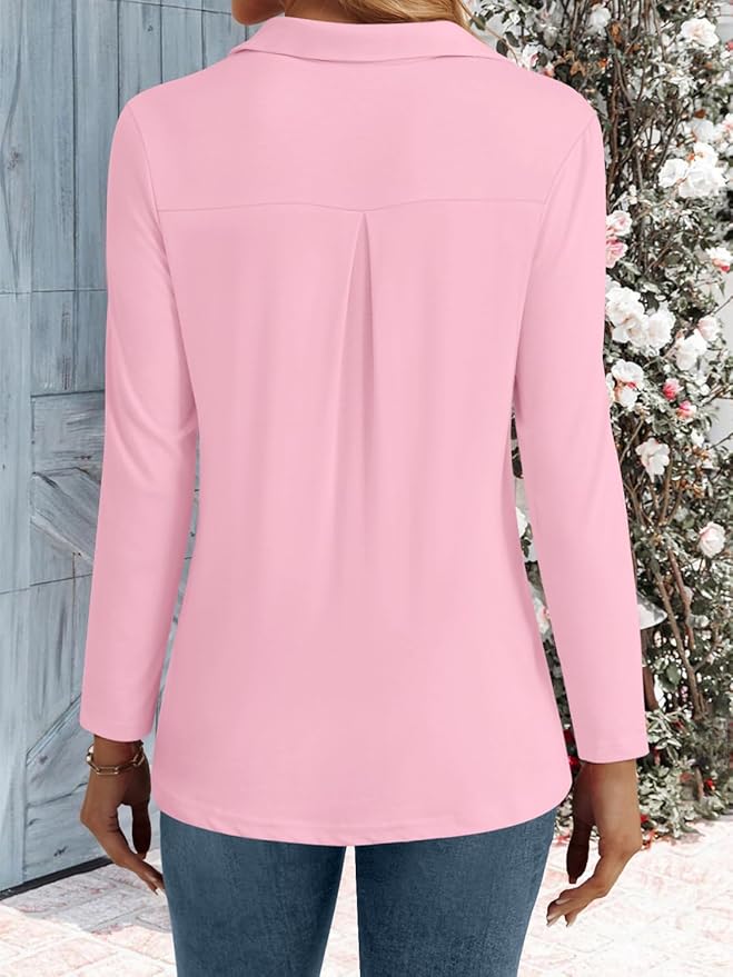 3/4 Length Sleeve Womens Tops Dressy Casual V Neck Polo Shirts Business Work Blouses 2025 Trendy Tunic Top