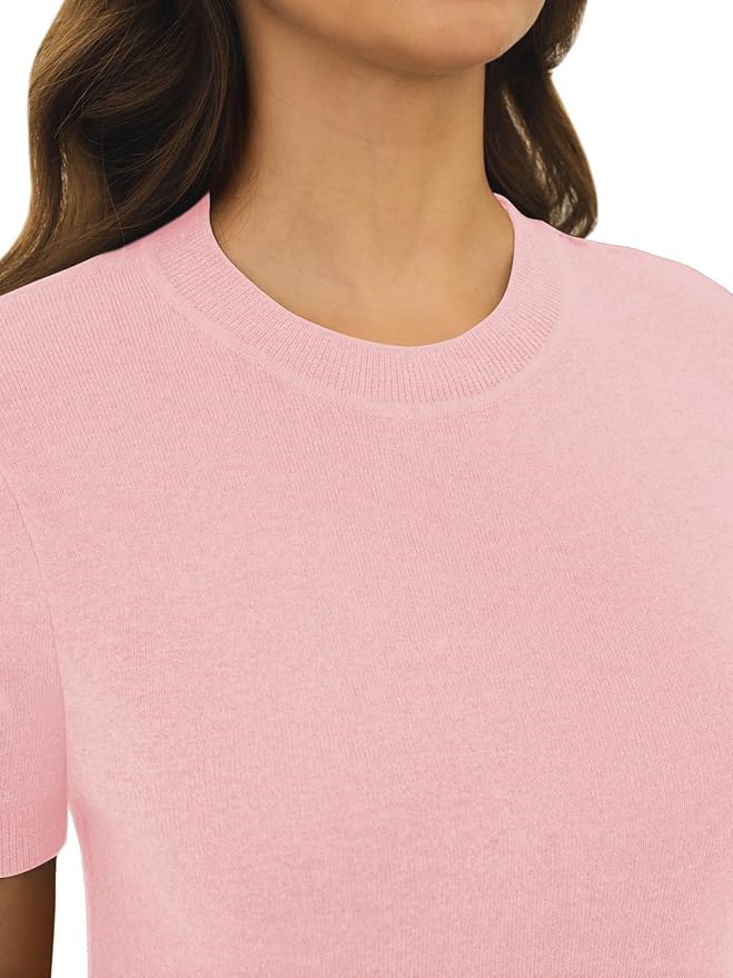 Women's Soft Short Sleeve Wool Blend Pullover Sweater for Business Casual & Fashion