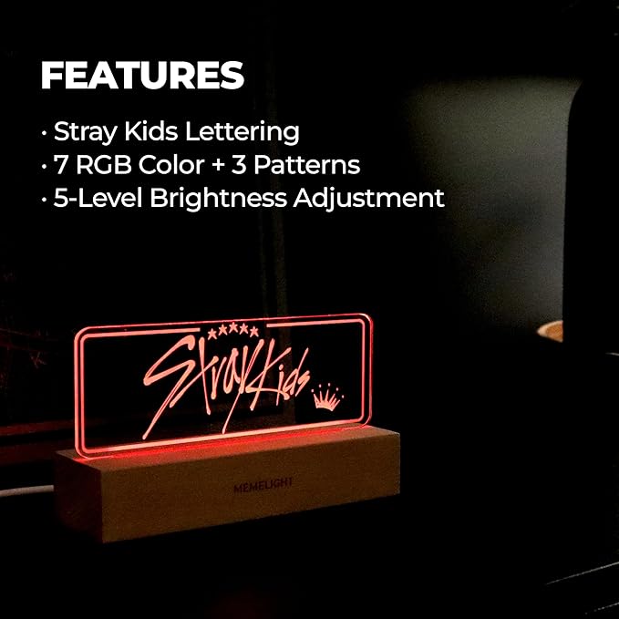 MEMELIGHT Stray Kid.s Night Light, Kpop Merchandise, Korean Idol Lamp for Stay, 7RGB Color, Dimmer, 8.3 x 4.2 x 1.7