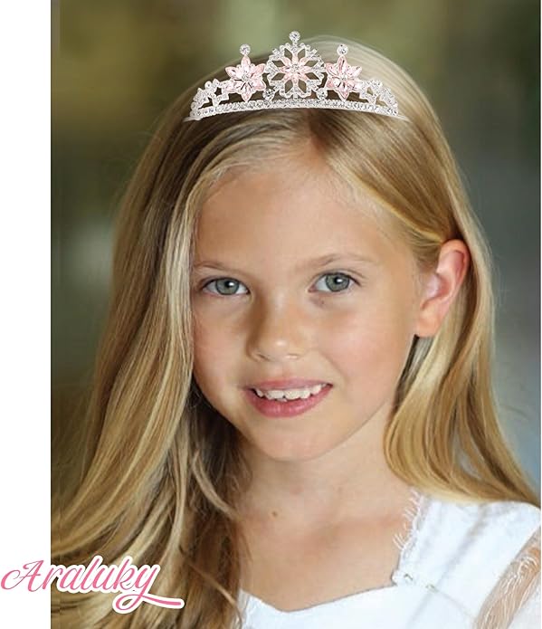 Frozen Elsa Tiaras for Girls Snowflakes Princess Crowns for Girls Sapphire Crystal Tiara and Crown for Women Birthday Girl Crown for Birthday Wedding Pageant Prom Halloween Costume Party