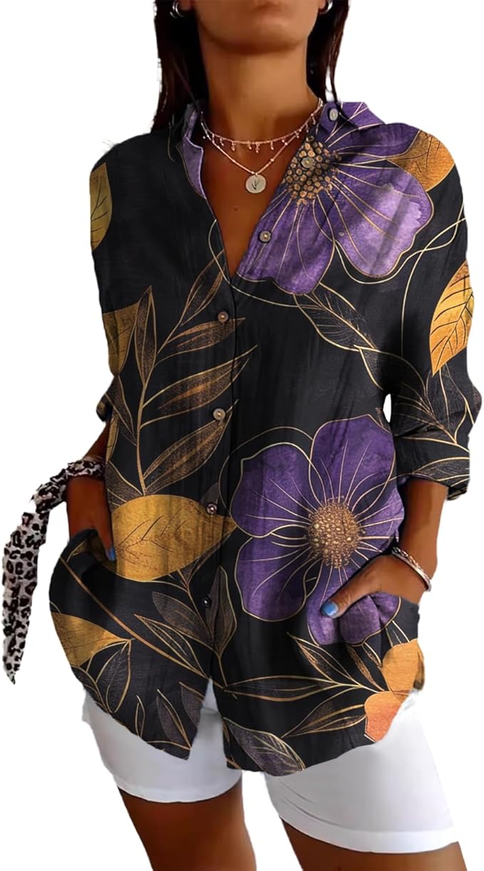 Fashion Summer Shirts V Neck Japanese Art Vintage Floral Graphic Button Down Trendy Hawaiian Holiday Outfits
