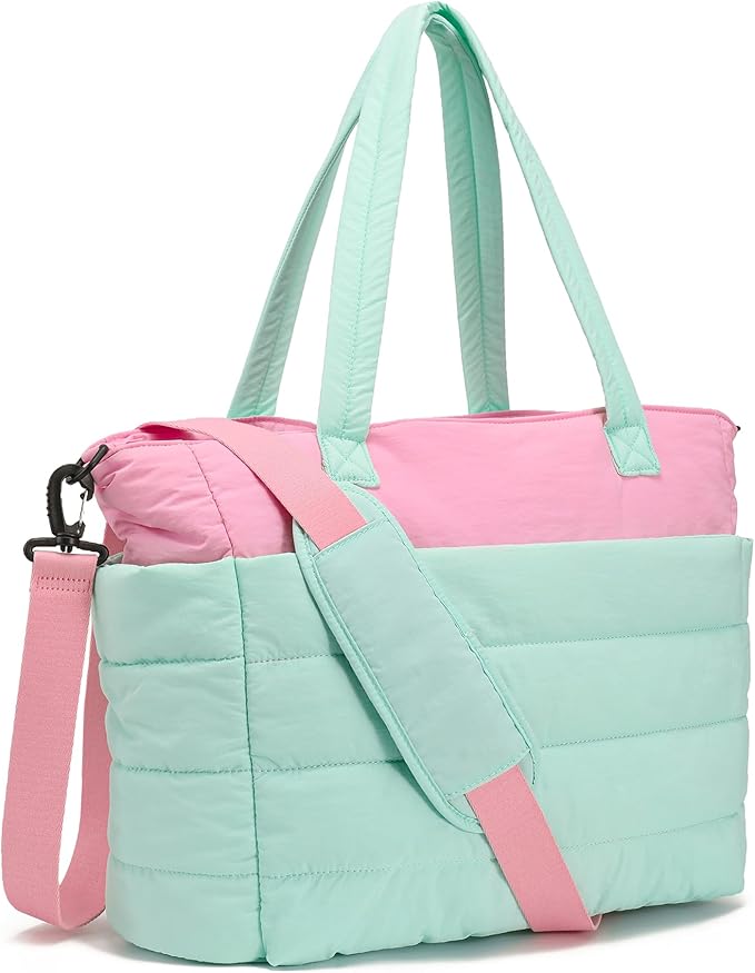 AOCINA Puffer Tote Bag for Women Quilted Work Bag Nurse Bags Women's Shoulder Handbags for Travel Gym Gifts Laptop Purse