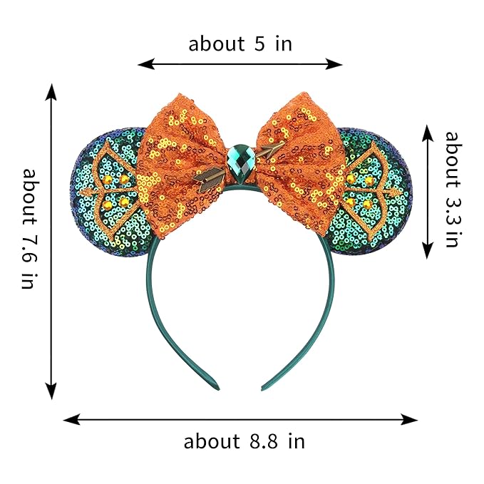 Zhesesmila Mini Ears Headband Merida Princess Hair Accessories Glitter Hairband for Princess Party Cosplay Costume Headwear Decorations