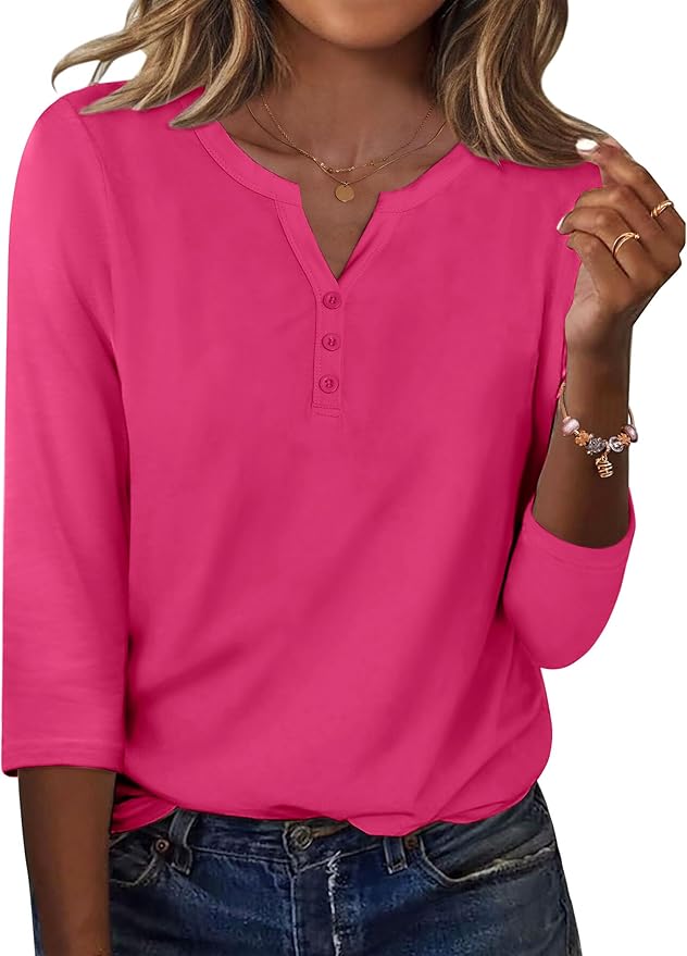 Zeagoo 3/4 Length Sleeve Womens Tops Casual Dressy Summer Blouses Buisness Work Spring Tee Shirts