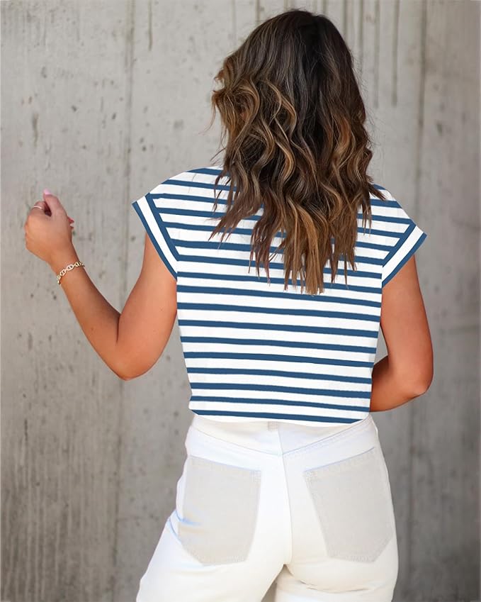 Tankaneo Womens Short Sleeve Cropped T-Shirts Summer Rolled Dolman Sleeve Crop Tops Casual Round Neck Solid Short Basic Tees