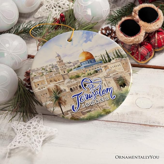Jerusalem Israel Classic Artwork Ornament, Jewish Souvenir and Gift