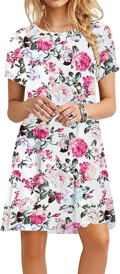 MOLERANI Women's Casual Plain Simple T-Shirt Loose Dress