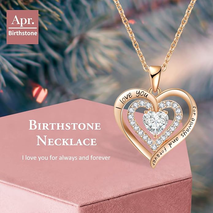 REDBEE Necklaces for Women Birthstone Heart Necklace Jewelry for Wife Girlfriend Woman Necklace
