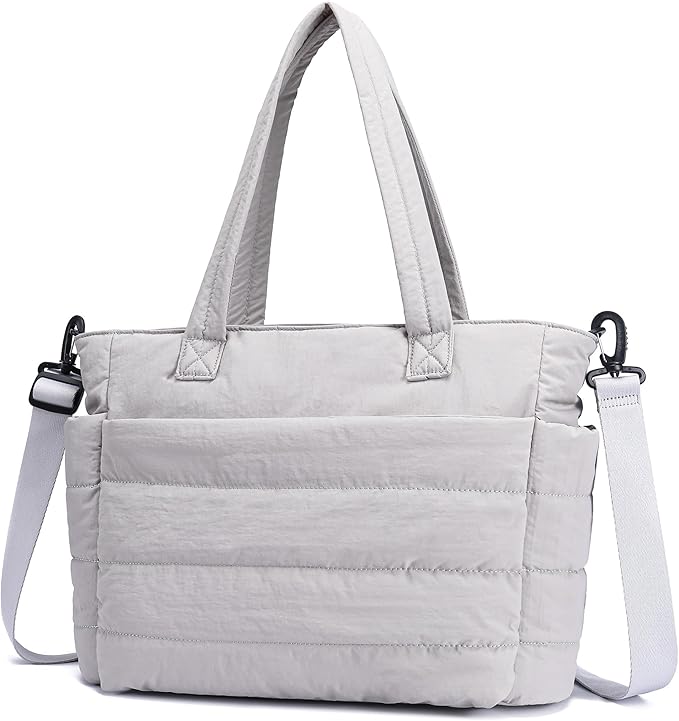 AOCINA Puffer Tote Bag for Women Quilted Work Bag Nurse Bags Women's Shoulder Handbags for Travel Gym Gifts Laptop Purse