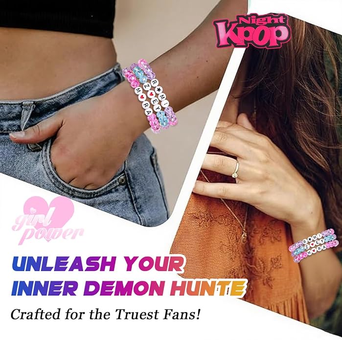 AICase for Korea-Pop Merch Gifts Toys Cosplay Inspired Crystal Bracelets 3 Pcs Stackable Stretch Friendship Beaded Bracelets Costume Merchandise Jewelry Gifts for Fans Birthday Christmas women