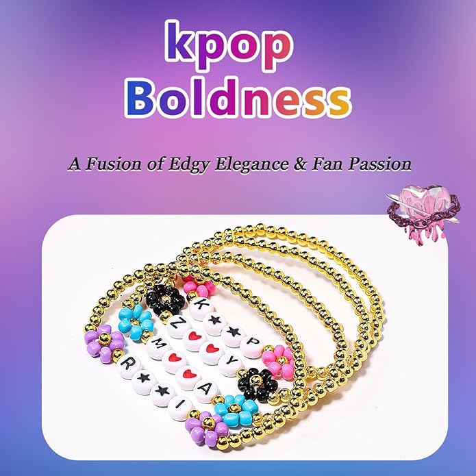 AICase for Korea-Pop Merch Gifts Toys Cosplay Birthday Decorations Bracelets Outfit Costume 6 Pcs Stackable Stretch Beaded Bracelets Merchandise Jewelry Gifts for Fans Women Christmas Stocking