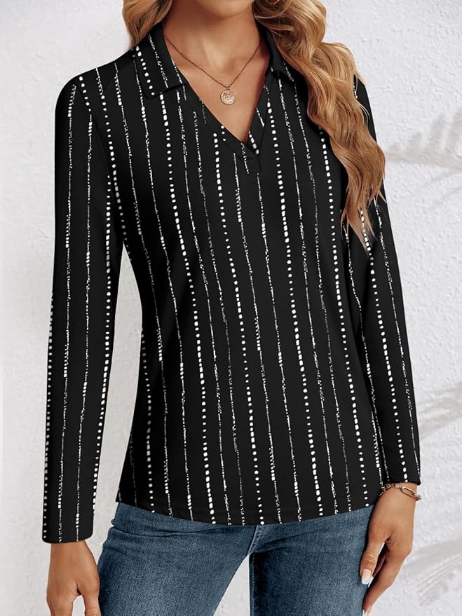 3/4 Length Sleeve Womens Tops Dressy Casual V Neck Polo Shirts Business Work Blouses 2025 Trendy Tunic Top