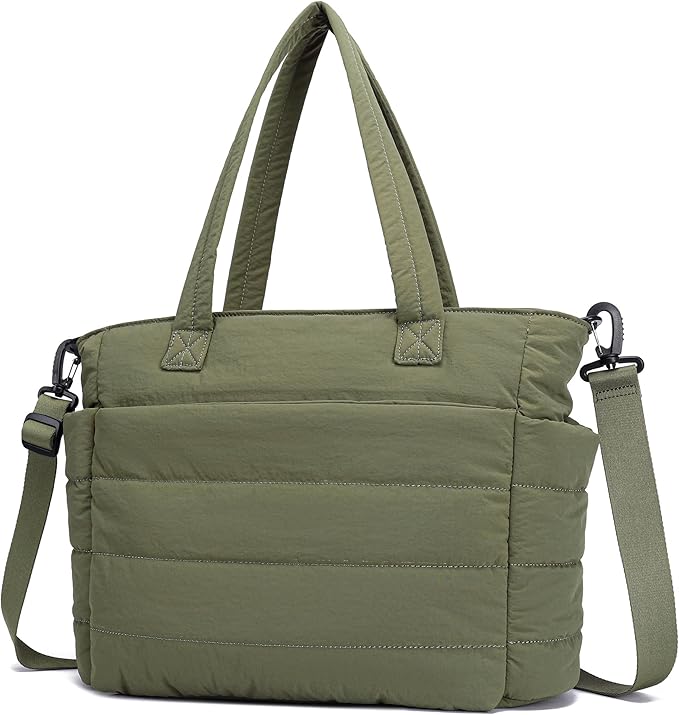AOCINA Puffer Tote Bag for Women Quilted Work Bag Nurse Bags Women's Shoulder Handbags for Travel Gym Gifts Laptop Purse