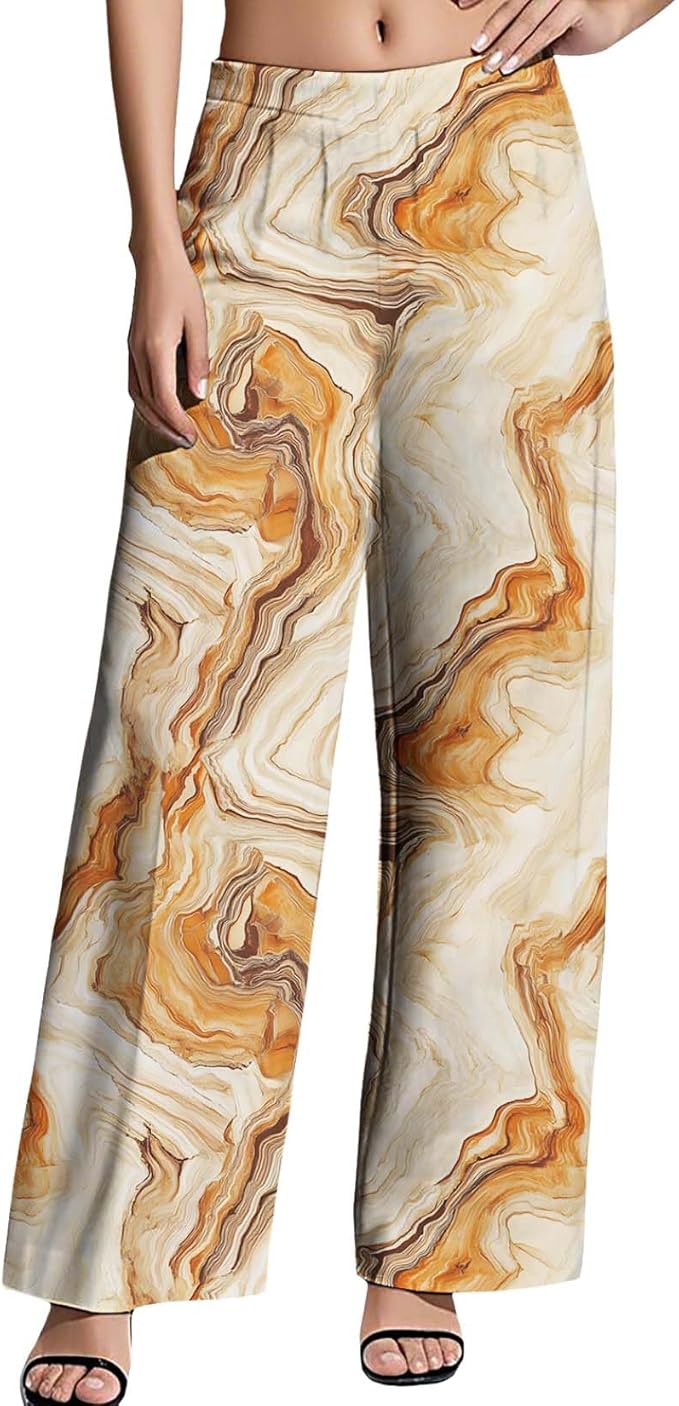Womens Boho Pants Casual Oversize High Waisted Wide Leg Trousers Pattern Printed Ourdoors Pant for 2025 Summer