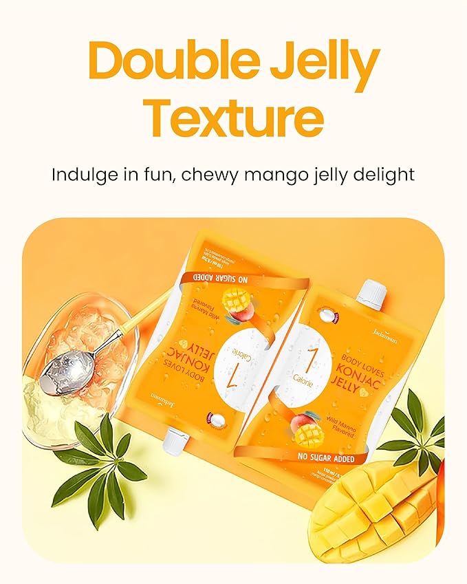Jadamsun Konjac Jelly Juice (Mango, 20 pcs) - Delicious Low-Calorie Healthy Korean Snack, Drinkable Fruit Snack, Sugar-Free, Vegan, Gluten-Free