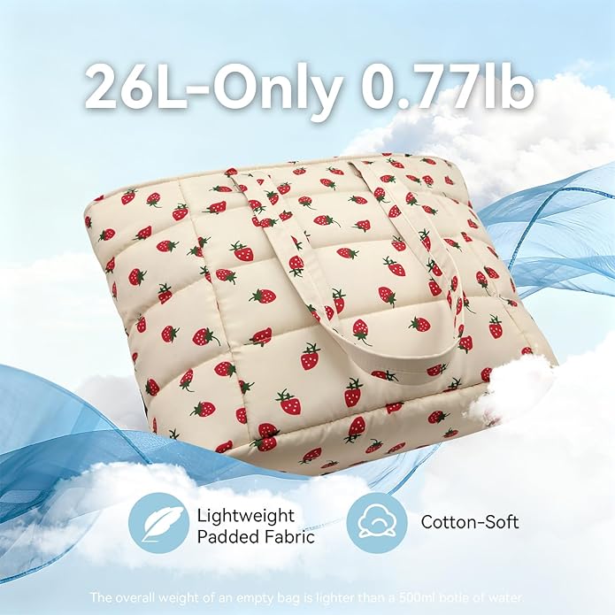 Puffer Tote Bag for Women, Lightweight Puffy Shoulder Bag with Handbag for Travel, Work, Gym, Laptop Bag for Nurse Teacher