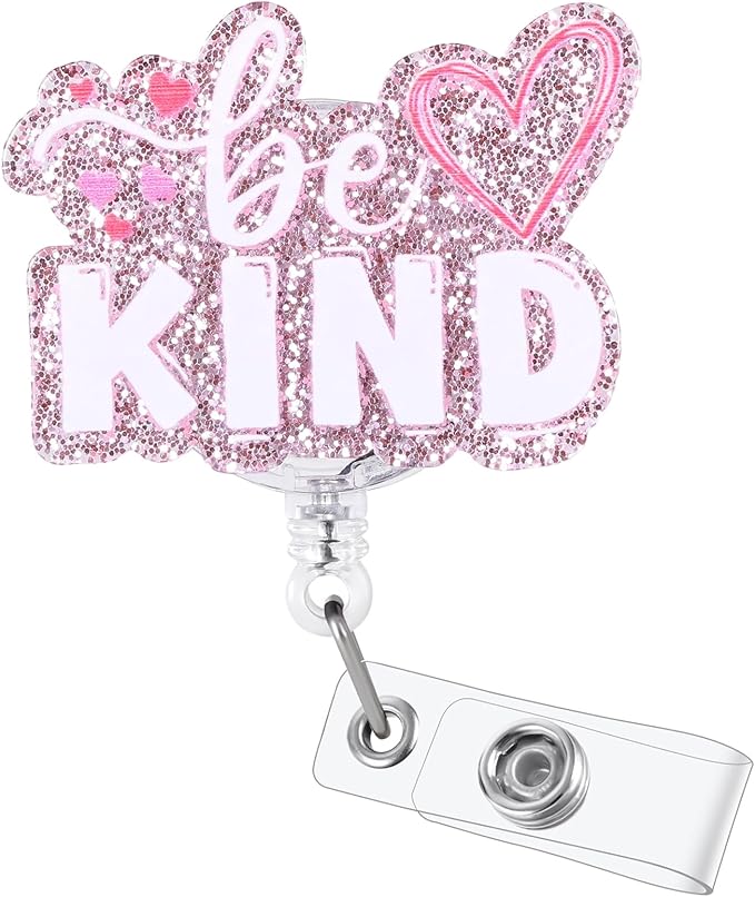Be Kind Funny Medical Badge Reel | Cute Retractable ID Card Healthcare Badge Holder | Name Tag Work Badge Clip for RN LPN CNA MA ER Night Shift Nurse Nursing Student Doctor | Nurse Gifts | Acrylic