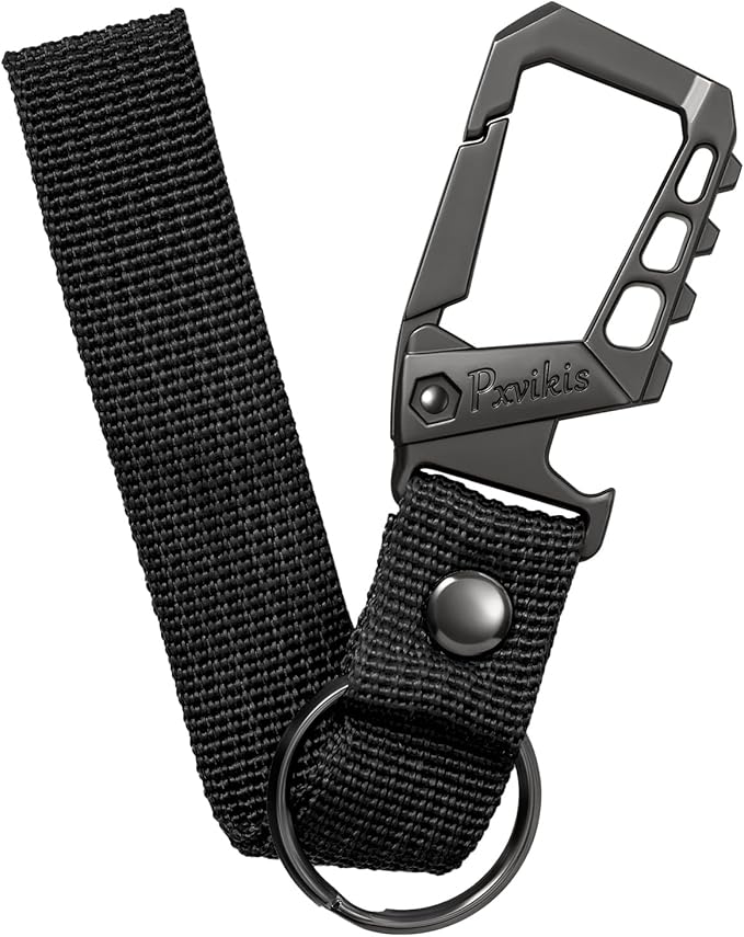 Pxvikis Metal heavy duty key chain carabiner clip bottle opener wrist lanyard ring car key fob unisex for men and women