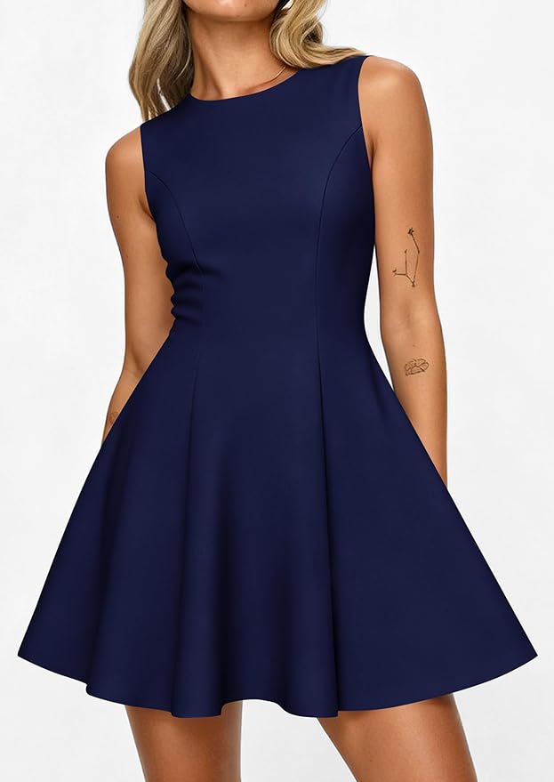 PRETTYGARDEN Summer Dresses for Women 2026 Elegant Sleeveless Boat Neck A Line Spring Formal Cocktail Party Mini Dress