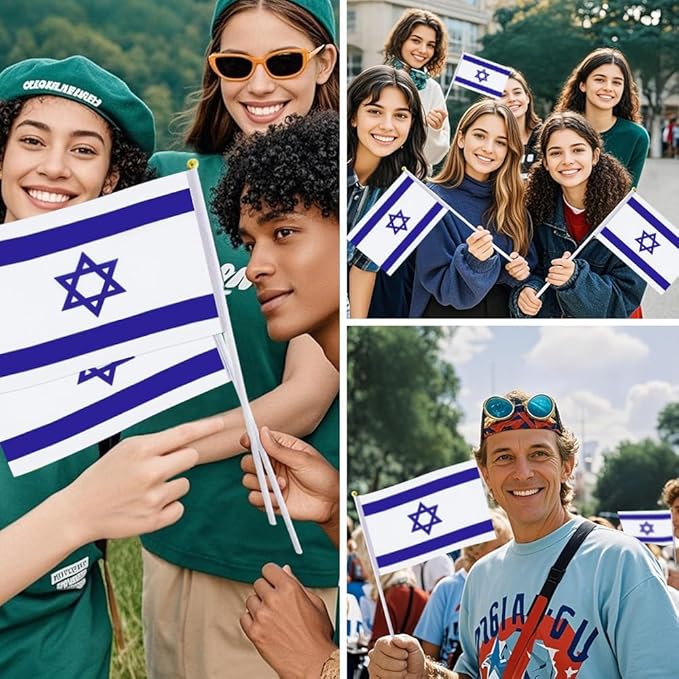 20 Pack Small Israel Flags on Stick Mini Handheld Israeli Flag for Parades, Independence Day and Patriotic Events 5x8 Inch Durable Weather-Resistant Flags with 12 Inch Sticks(Israel)