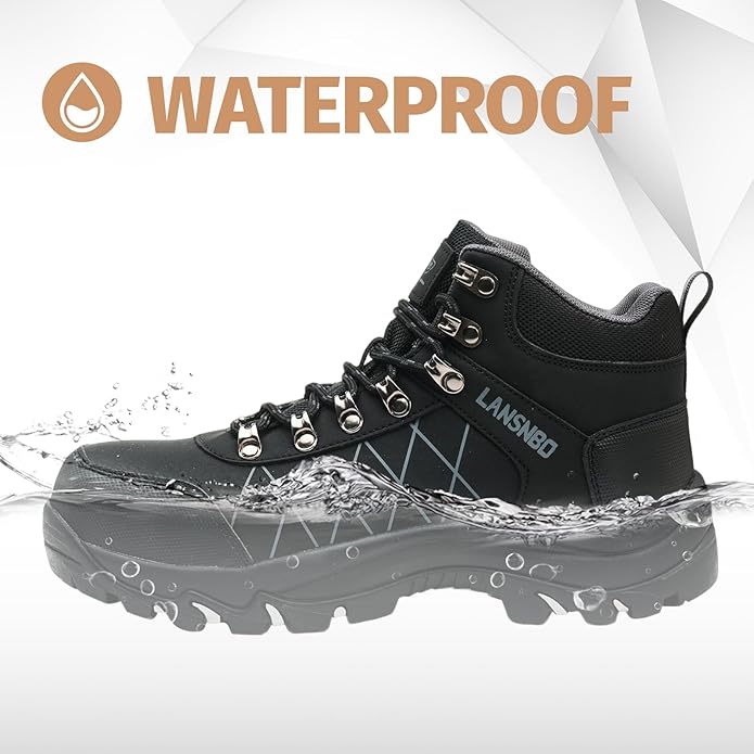 Waterproof Steel Toe Boots for Women Wide Width Non Slip Work Shoes Lightweight Slip Resistant Safety Toe Sneakers Indestructible Construction Composite Toe Footwear