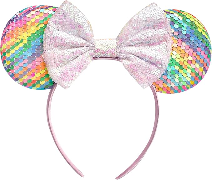 FANYITY Mouse Ears, Sequin Mouse Ears Headband for Boys Girls Women halloweenp (Sequins ear)