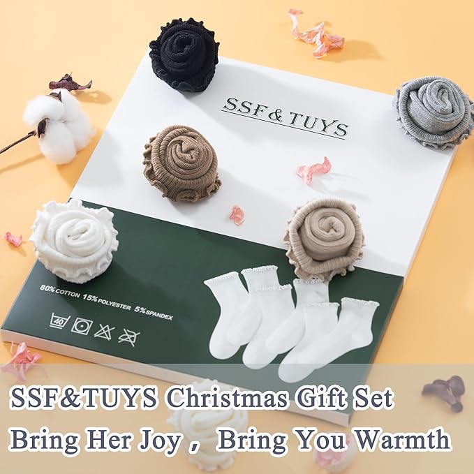 SSF&TUYS Ruffle Socks for Women – Soft Cotton Frilly Ankle Socks, Cute, Breathable & Comfy, 6 Pairs