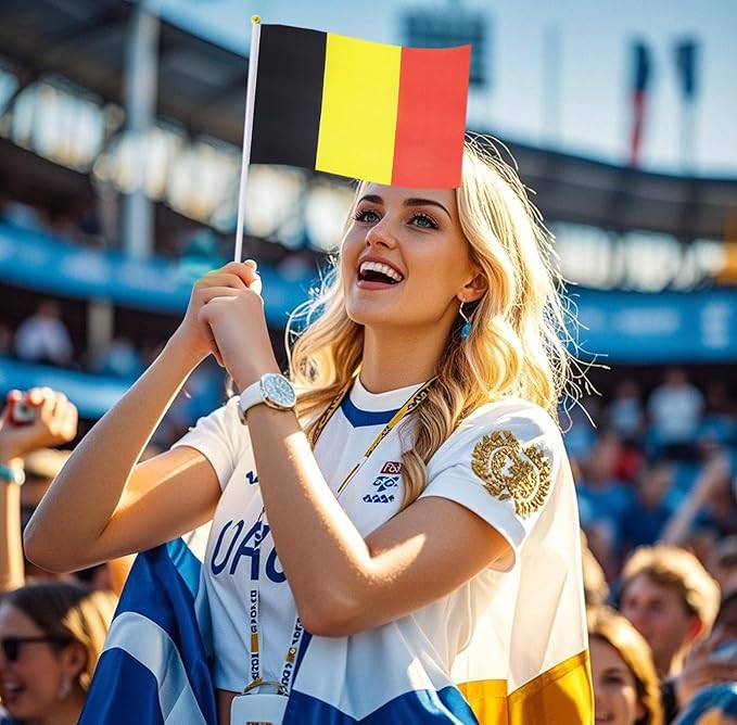 20 Pack Small Belgium Flags on Stick Mini Handheld Belgian Flag for Parades, Independence Day and Patriotic Events 5x8 Inch Durable Weather-Resistant Flags with 12 Inch Sticks(Belgium)