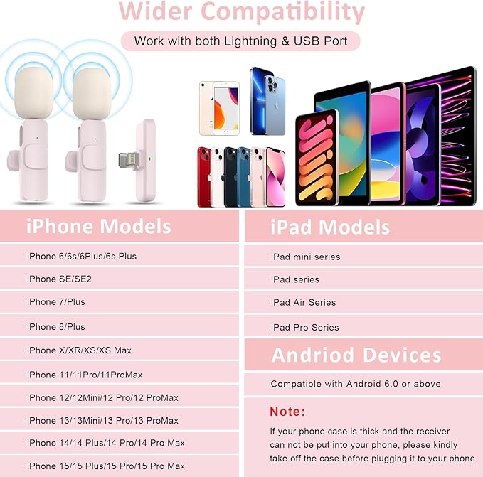 MAYBESTA Mini Wireless Microphone for iPhone, Android: Bluetooth Lavalier Lapel Phone Microphones for YouTube Video Recording - Clip on Mic for Tiktok Interview Podcast Vlog