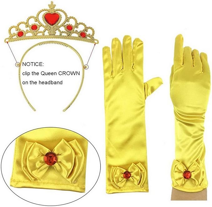 Orgrimmar Princess Dress Up Accessories Gloves Tiara Crown Wand Necklaces Presents for Kids Girls