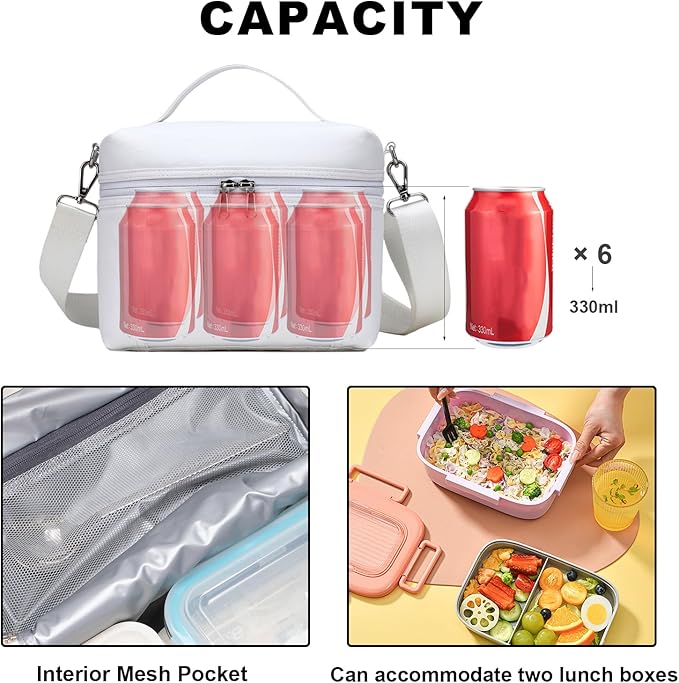 NOL Natural Organic Lifestyle Insulated Lunch Bags for Women Cooler Bag Lightweight Nylon Waterproof Lunch Box For Work
