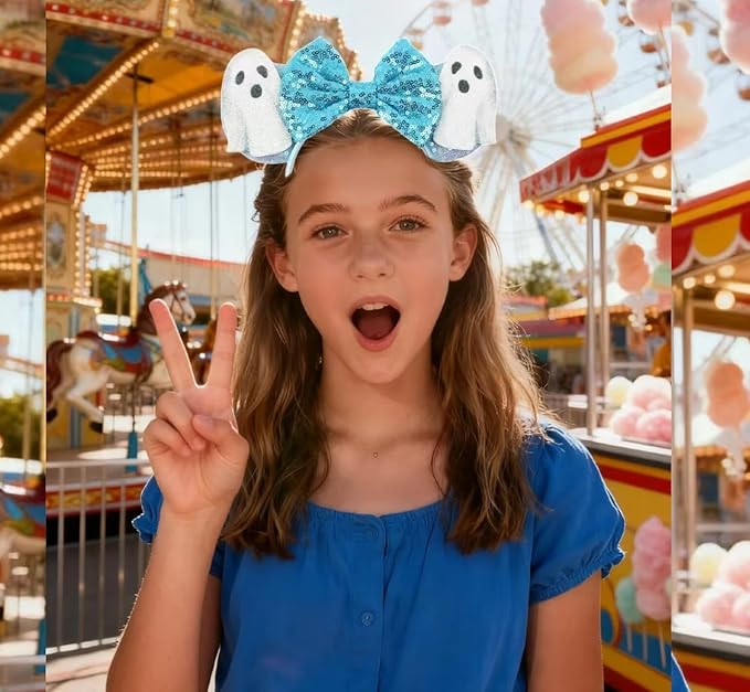XINGKANG Mouse Ear Sparkling Headband, pink bow, birthday, Balloons, Castle, Firmly Occupying the C Position at the Party