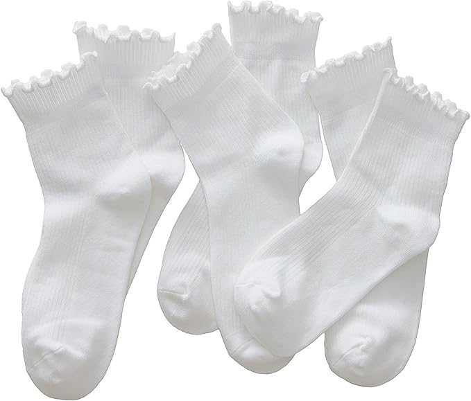 SSF&TUYS Ruffle Socks for Women – Soft Cotton Frilly Ankle Socks, Cute, Breathable & Comfy, 6 Pairs
