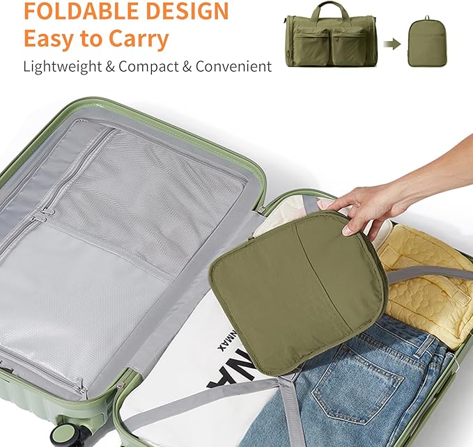 Aji Foldable Gym Bag for Women Men with Shoes Compartment, 3 in 1 Carry on Travel Duffel Bag with Trolley Sleeve, Lightweight&Water Resistant Duffel Bag for Travel, Sport, Fitness&Workout,Garden Green