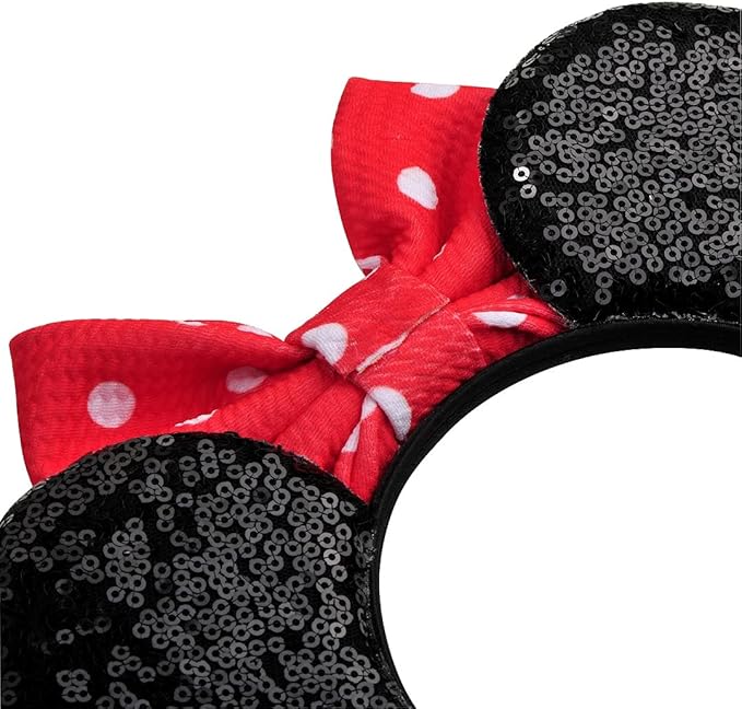 FANYITY Mouse Ears, Sequin Mouse Ears Headband for Girls Women Halloween Birthday Party (Pink dots)