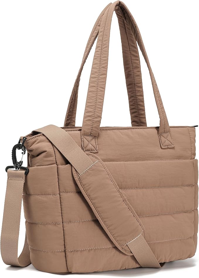 AOCINA Puffer Tote Bag for Women Quilted Work Bag Nurse Bags Women's Shoulder Handbags for Travel Gym Gifts Laptop Purse