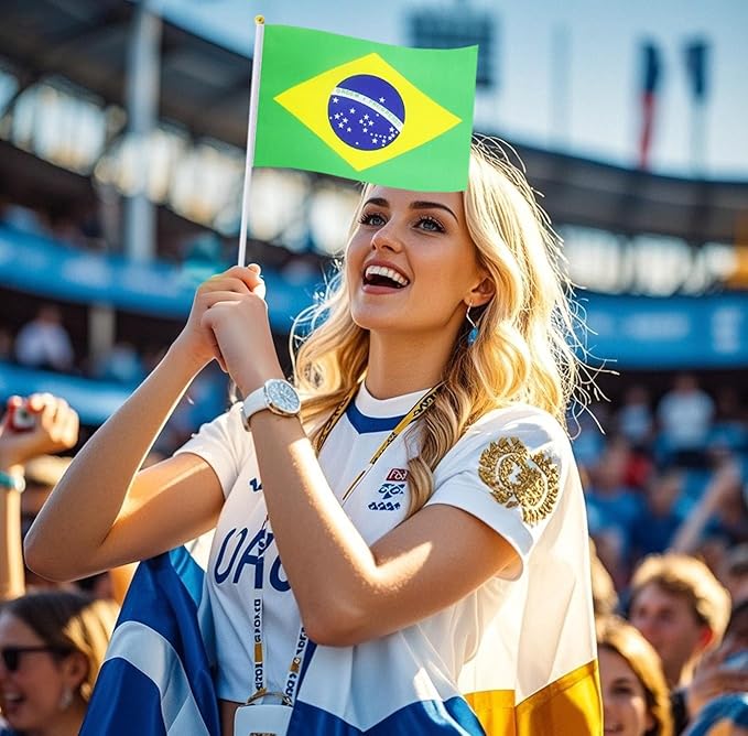 20 Pack Small Brazil Flags on Stick Mini Handheld Brazilian Flag for Parades, Independence Day and Patriotic Events 5x8 Inch Durable Weather-Resistant Flags with 12 Inch Sticks(Brazil)