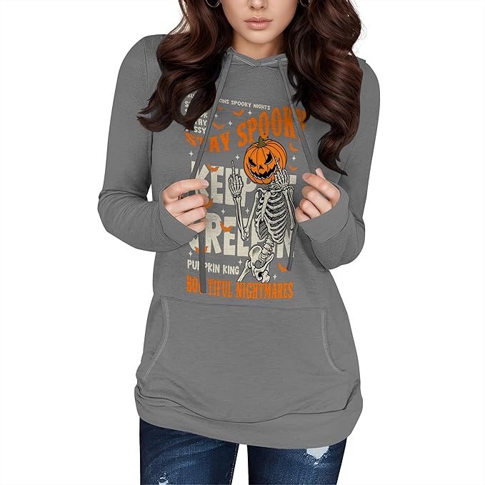 domirica Halloween Womens Pullover Sweatshirts Trendy Drawstring Fall Sweatshirt Halloween Best Gift For Wife And Daughter