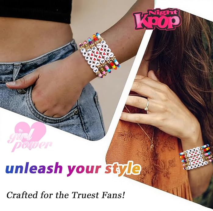 AICase for Korea-Pop Merch Gifts Toys Cosplay Birthday Decorations Bracelets Outfit Costume 6 Pcs Stackable Stretch Beaded Bracelets Merchandise Jewelry Gifts for Fans Women Christmas Stocking