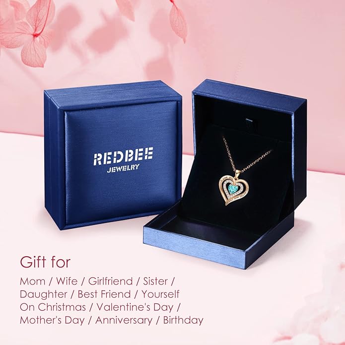 REDBEE Necklaces for Women Birthstone Heart Necklace Jewelry for Wife Girlfriend Woman Necklace