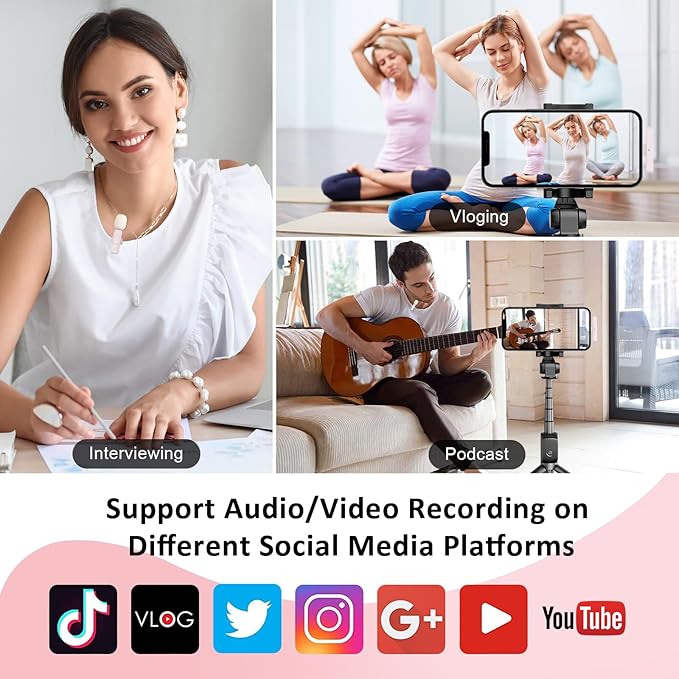 MAYBESTA Mini Wireless Microphone for iPhone, Android: Bluetooth Lavalier Lapel Phone Microphones for YouTube Video Recording - Clip on Mic for Tiktok Interview Podcast Vlog