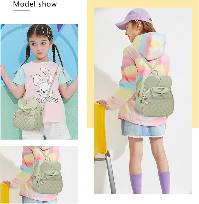 KL928 Girls Mini Backpack Bowknot Polka Dot Cute Small Daypacks Convertible Shoulder Bag Purse for Women
