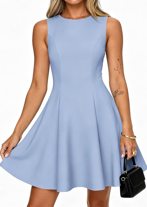 PRETTYGARDEN Summer Dresses for Women 2026 Elegant Sleeveless Boat Neck A Line Spring Formal Cocktail Party Mini Dress